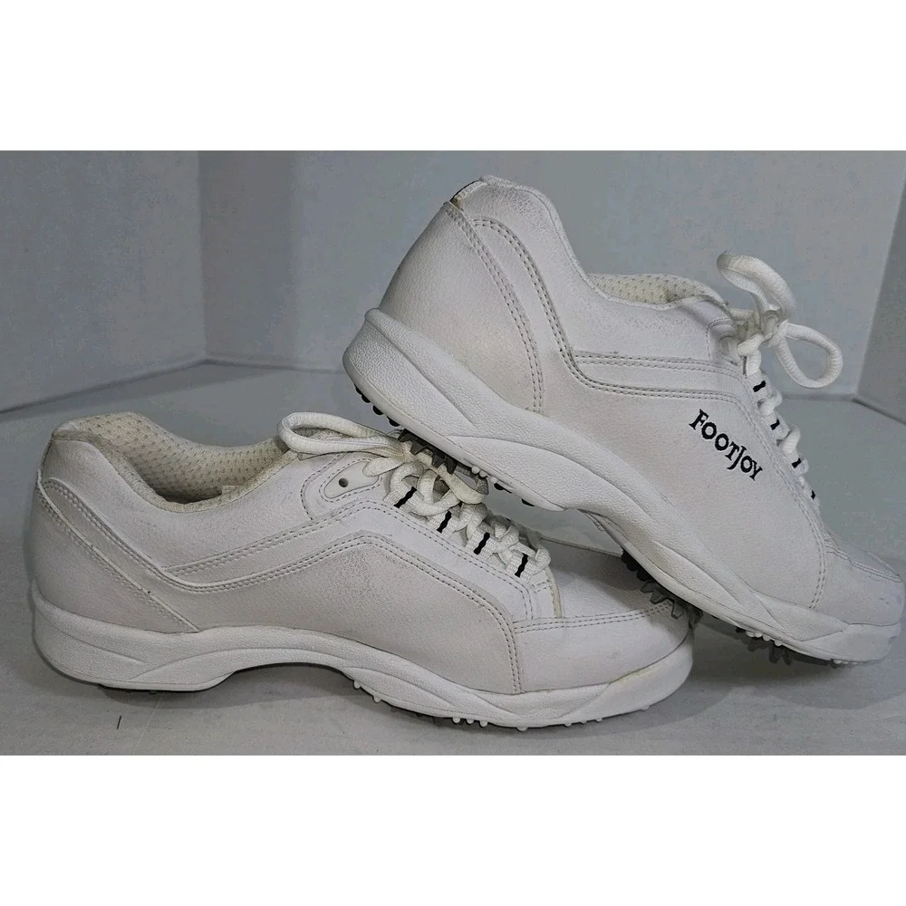 Size 9 M FootJoy GreenJoys 4861 Women White Faux Leather Soft Spike Golf Shoes